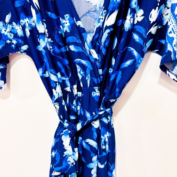 VENUS | Blue floral wrap jumpsuit | Wide leg boho style | Small * - Picture 5 of 8
